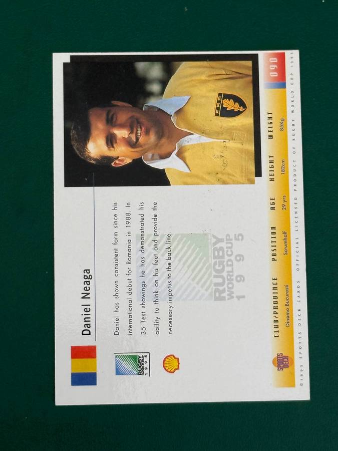 Rugby Card - *SIGNED* Daniel Naega 1995 Sports Deck Rugby Card