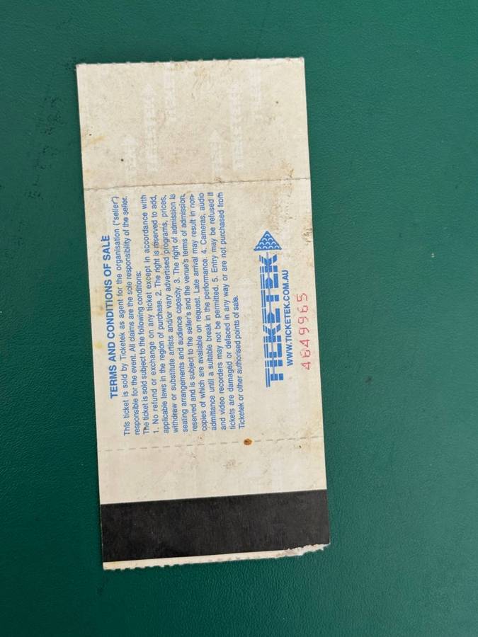 Rugby Ticket - Australia vs South-Africa 18/07/1998