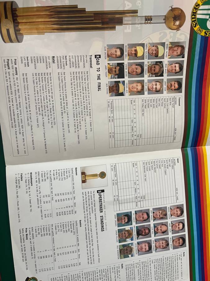Cricket Programme - *FINAL* 1992/1993 Benson and Hedges Night Series Transvaal vs Natal