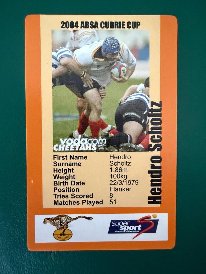 Rugby Card - Hendro Scholtz 2004 Cheetahs SCI Rugby Card