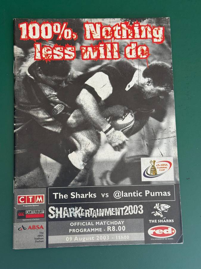 Rugby Programme - Sharks vs Pumas 09/08/2003