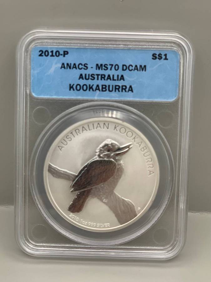 (   RARE ,PERFECT MINTSTATE GRADE MS70 COIN )  2010   1oz AUSTRALIAN KOOKABURRA