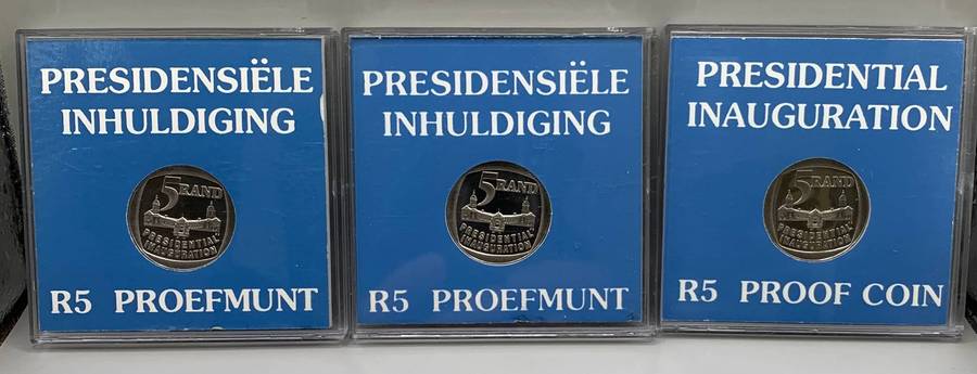 (  RSA GREAT INAUGURATION OF 1994  )   R5  PROOF COINS  SET OF THREE   ONE BID FOR ALL THREE