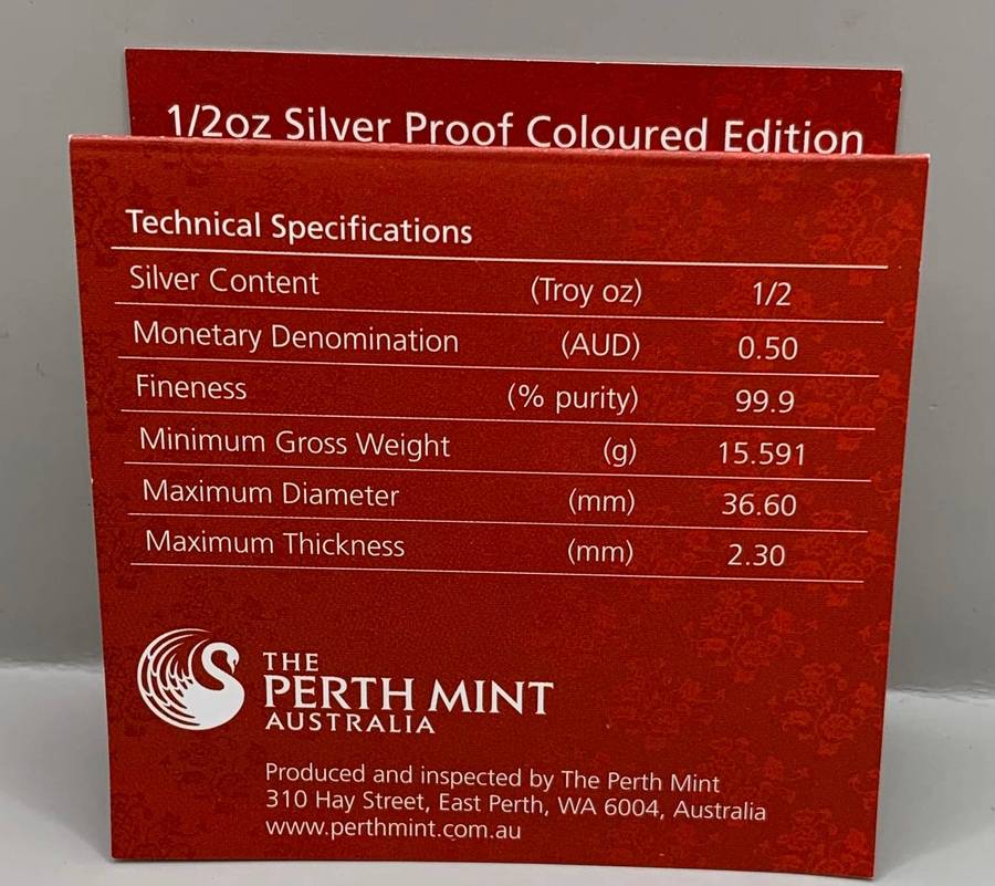 (  2012 DRAGON )      HALF OUNCE     SILVER PROOF  MULTI-COLOURED EDITION    CERTIFIED