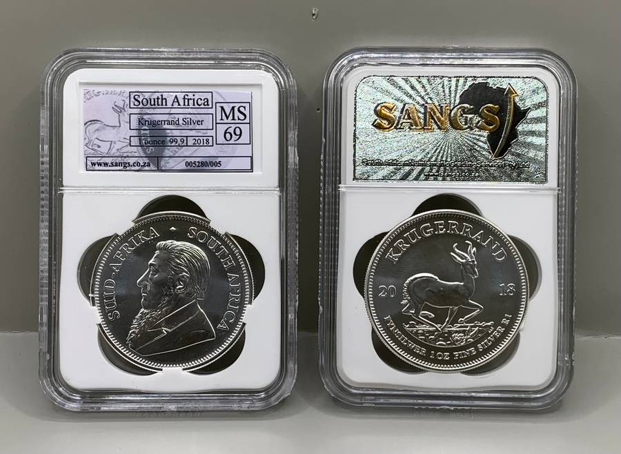 (  SCARCE  )  2018   TOP GRADE   MS69   UNC. KRUGERRAND  1oz PURE SILVER