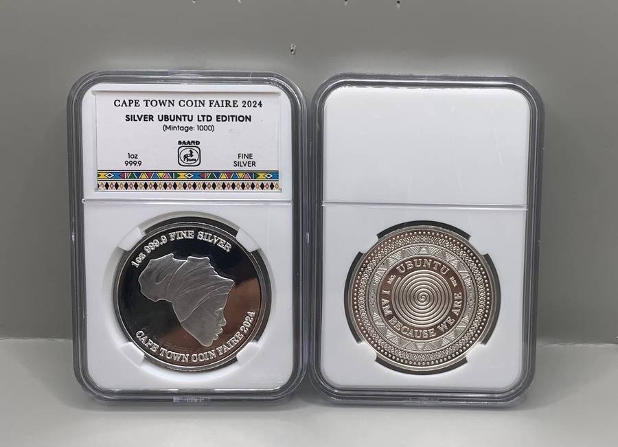 (  2024  LAUNCH  )  UBUNTU THE FACE OF AFRICA   CAPE TOWN COIN SHOW PURE SILVER  LIMITED SLABBED