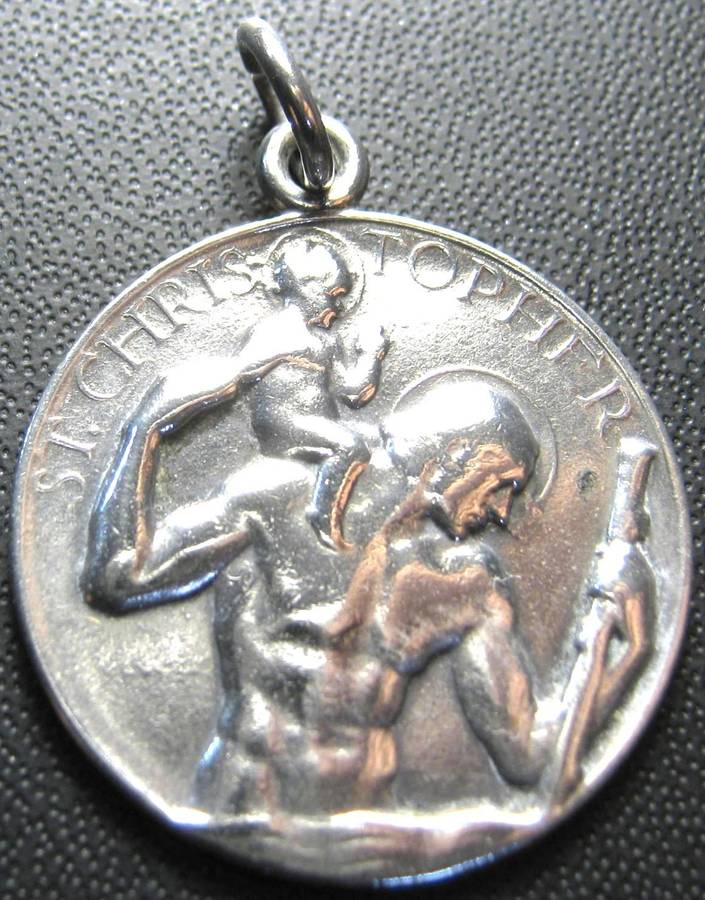 VINTAGE STERLING SILVER ST CHRISTOPHER MEDALLION BY P. VINCZE, GREAT BRITON 4 GRAMS TOTAL WEIGHT