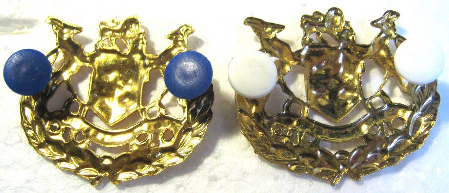 S.A.D.F. ARMY PAIR OF WARRANT OFFICER CLASS 1 GILDING METAL RANK BADGES IN VERY GOOD CONDITION