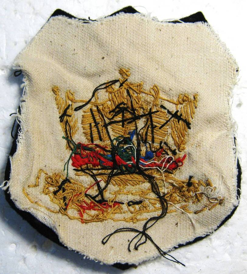 OLD S.A. NAVY BULLION WIRE EMBROIDERED BLAZER BADGE WITH "SUID AFRIKAANSE VLOOT" 85 X 85CM GOOD COND