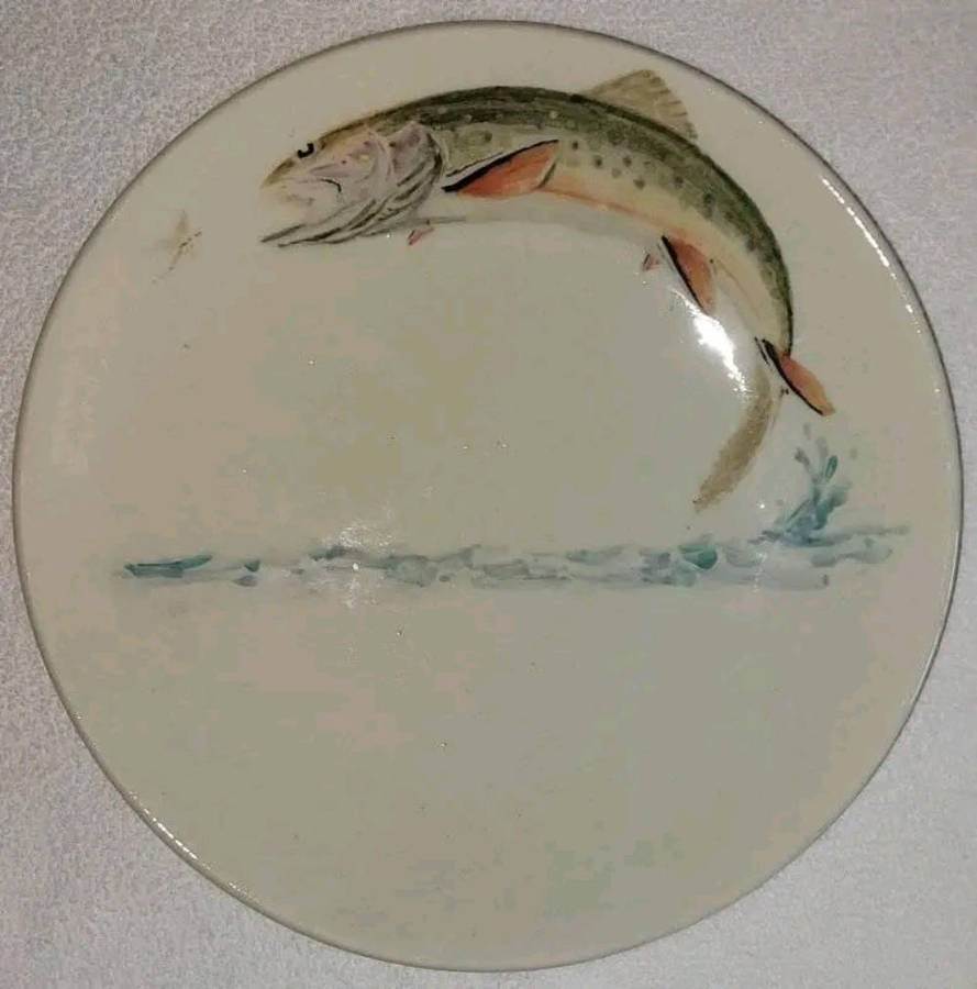 Tom Sutcliffe hand painted in 2020, glazed ceramic dish.