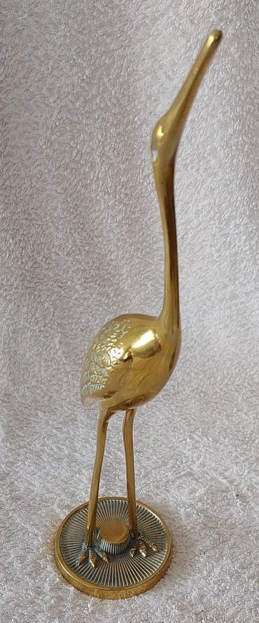 Pair of solid brass stylized heron figurines. Circa 1970