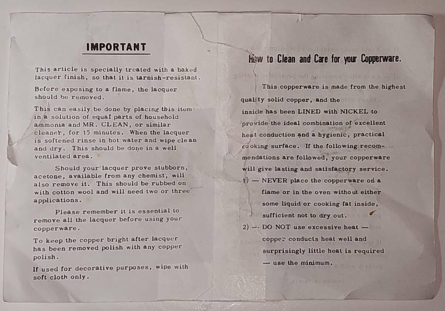 Copper kettle with nickel lining, whistle, porcelain handle and knob.