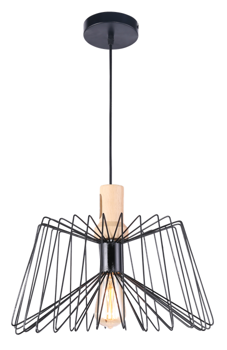 Pendant Lighting ? Scandinavian Range ? Geometric Black Metal And Wood