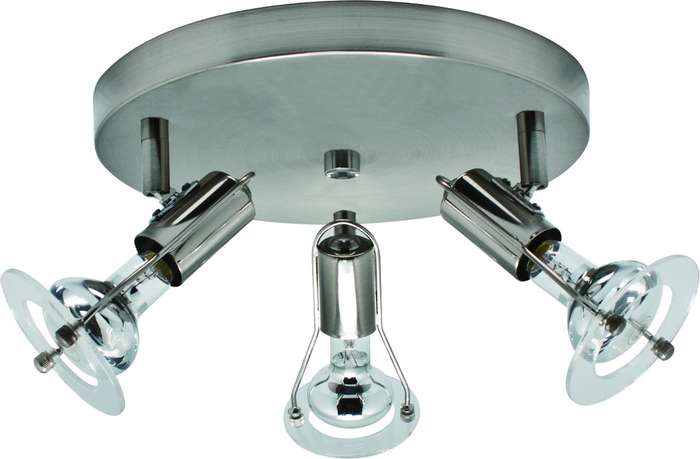 230VAC 3x40W E14 R50 Spot Light Fitting Satin Chrome On Pl