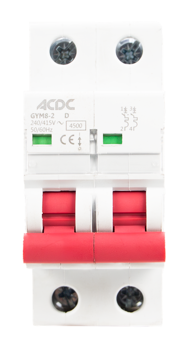 Circuit Breaker 2 Pole D-Curve 4.5KA 63A