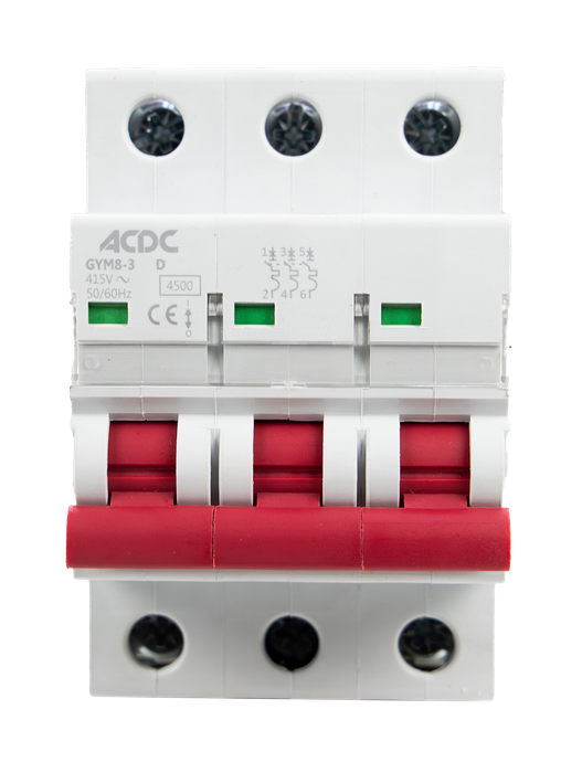 Circuit Breaker 3 Pole D-Curve 4.5KA 2A