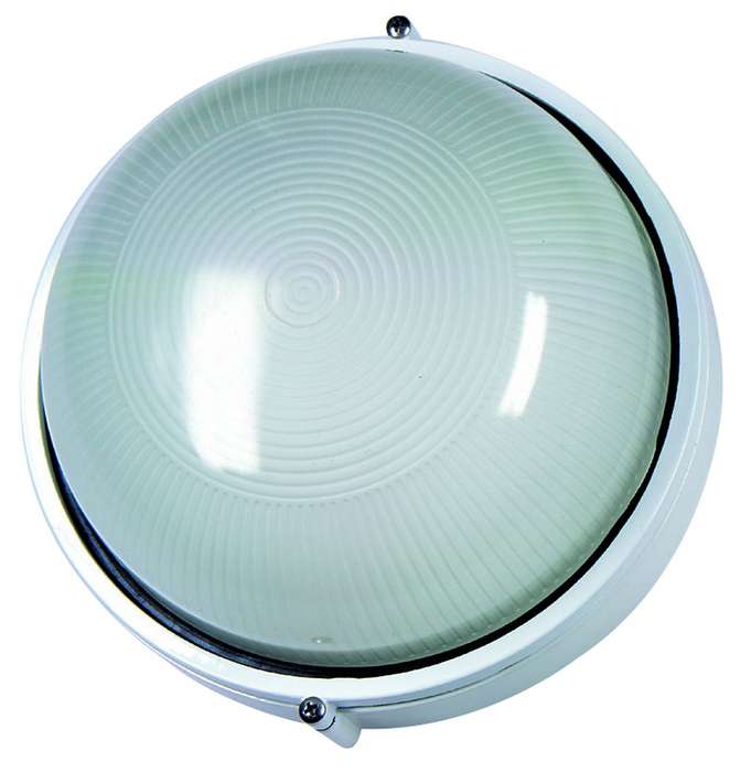 White Die Cast Bulkhead E27 100W IP54