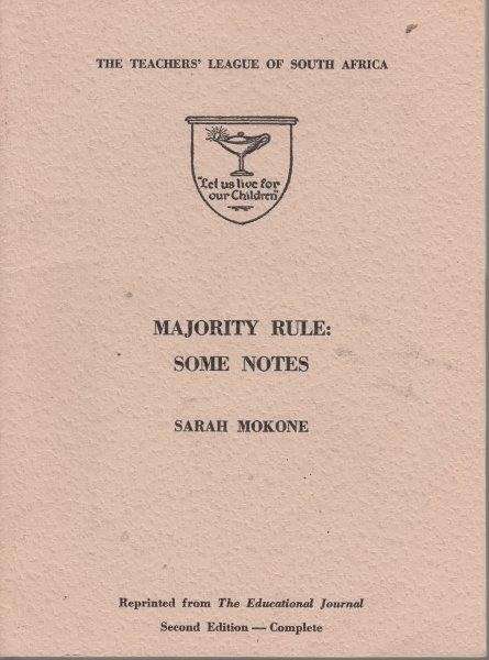 Majority Rule - Some Notes (Pamphlet) - Mokone, Sarah
