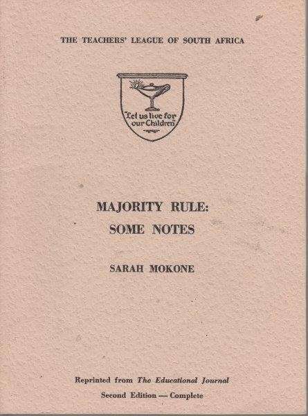 Majority Rule - Some Notes (Pamphlet) - Mokone, Sarah