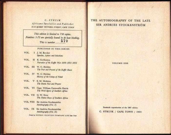 The Autobiography of the Late Sir Andries Stockenstrom (Africana Collectanea VIII/IX)