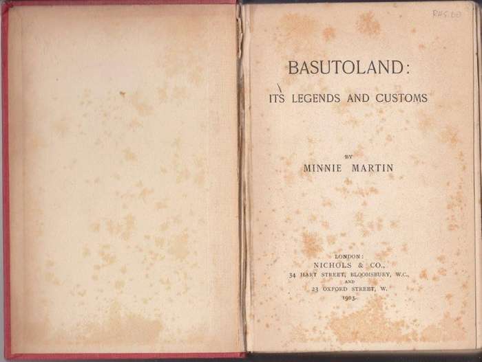 Basutoland: Its Legends and Customs (1903, Hardcover) - Martin, Minnie