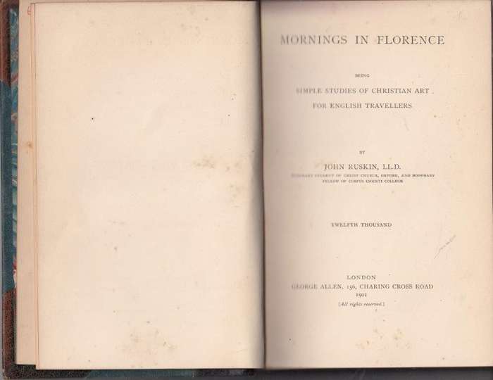 Mornings In Florence (1901 Hardcover, leather bound) - Ruskin, John