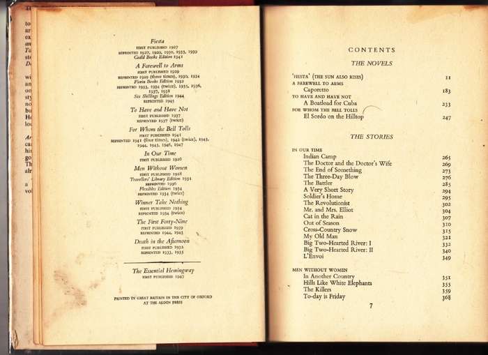 The Essential Hemingway (First Edition Hardcover) - Hemingway, Ernest