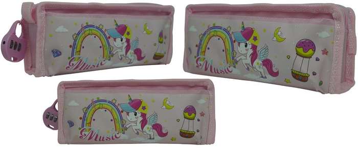 Brainware Fabric 2 Pocket 20cm Pencil Bag With Combination
