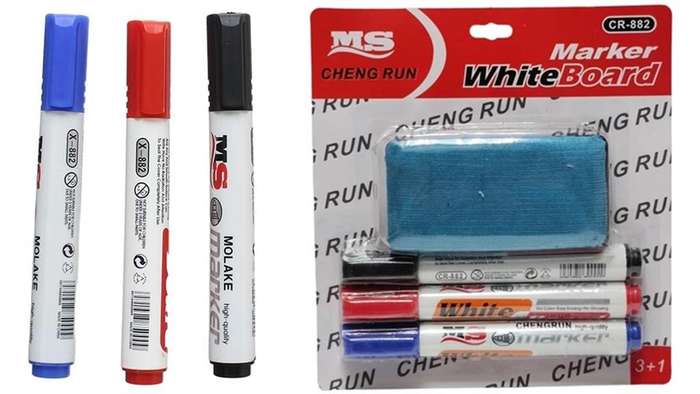 Brainware 3 x Whiteboard Markers and Cleaner Pack