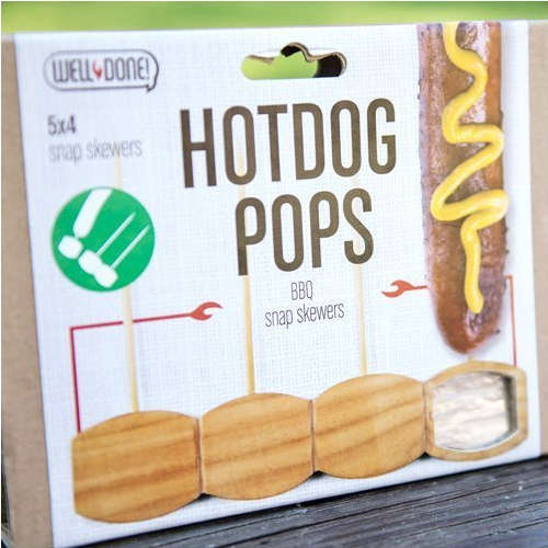 Well Done Social Wooden BBQ Barbeque Tools Sliders Hotdog Pops Snap Skewers