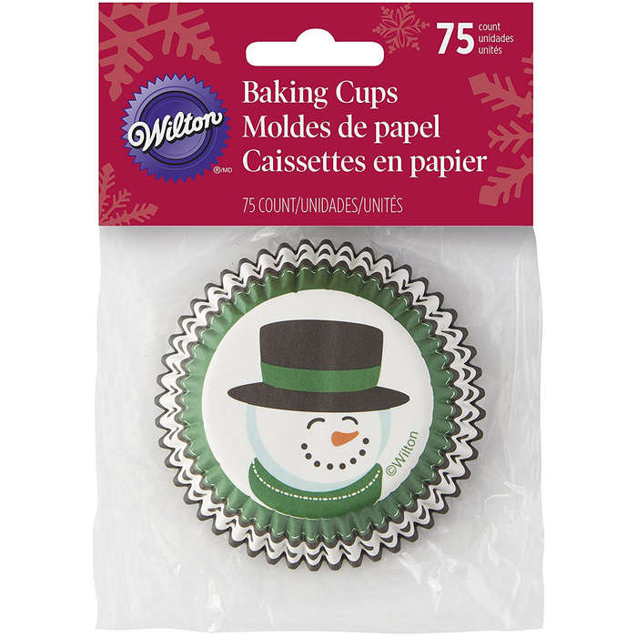 Wilton 75pc Snowman Green Christmas Standard Paper Cupcake Liners Baking Cups