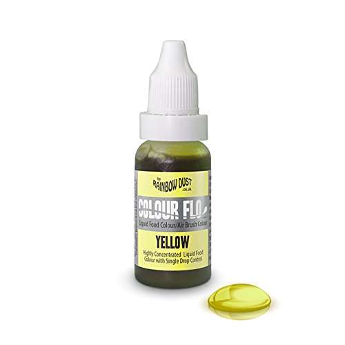 YELLOW Rainbow Dust Colour Flo Concentrated Liquid Food Air Brush Colouring 16ml