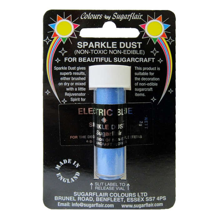 Sugarflair Electric Blue Sparkle Dust Non Toxic Non Edible Cake Icing Glitter