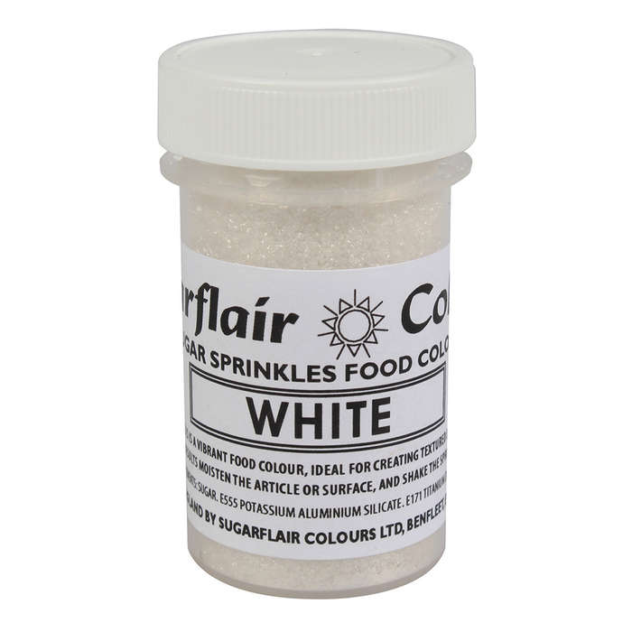 Sugarflair Sugar Sprinkles Edible Colour Cake Cupcake Icing Decorations - White
