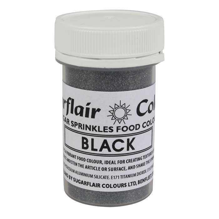 Sugarflair Sugar Sprinkles Edible Colour Cake Cupcake Icing Decorations - Black