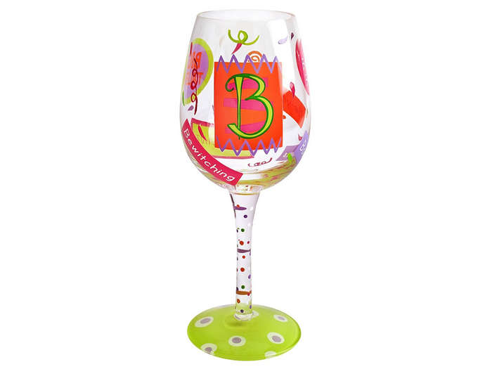 Lolita B Wine Glass Does Your Name Begin With B Stylish, Colourful Handmade Gift