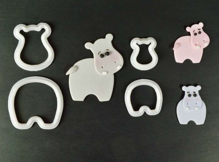 FMM Hippo Hippopotamus Mummy & Baby Sugarcraft Cake Icing Cutter Set 2 Sizes