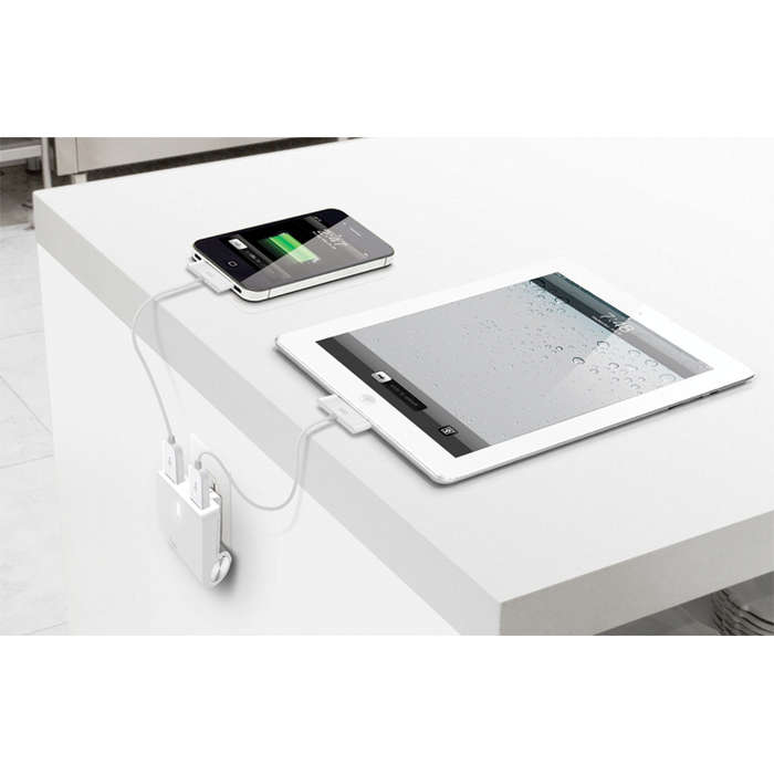 iLuv IAD710 Rockwall Dual Twin USB Swivel Wall Main Charger For iPad iPhone iPod