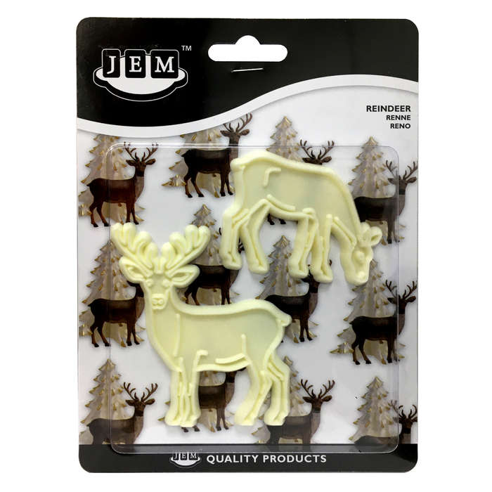JEM Set of 2 REINDEER Christmas Xmas Design Cutters Icing Sugarcraft Cake Decor