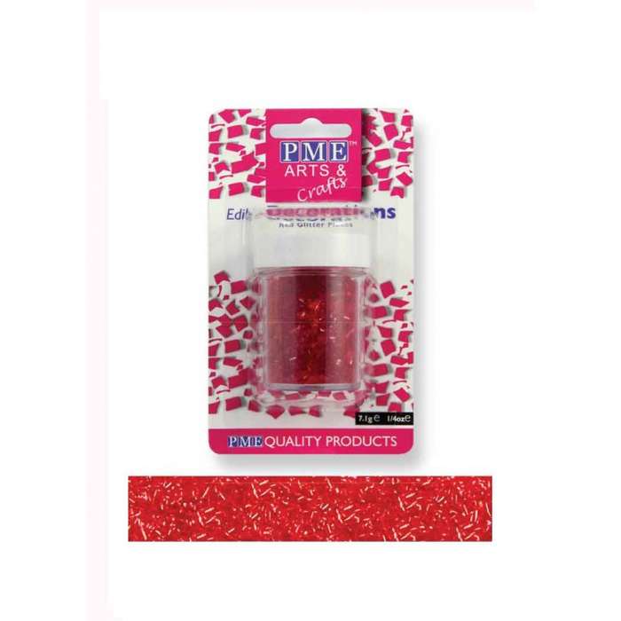 PME Glitter Flakes Cupcake Cup Cake Edible Sugarcraft Decorations Red (7.1g)