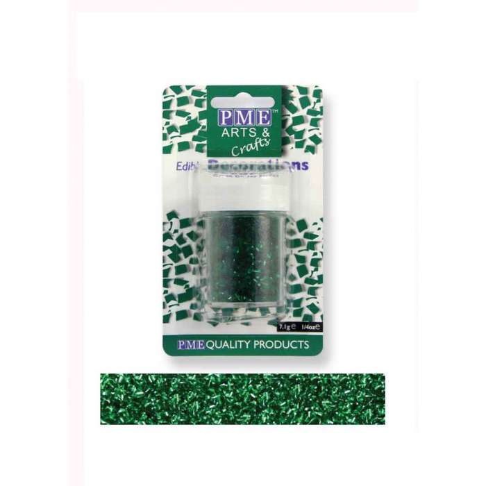 PME Edible GREEN Glitter Flakes Sparkles Sprinkles Cup Cake Decoration 7.1G