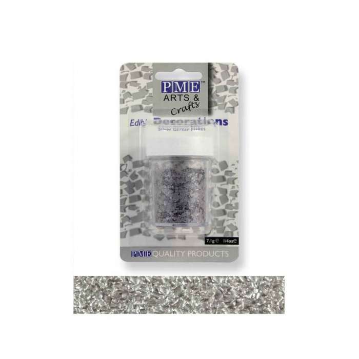 PME Glitter Flakes Cupcake Cup Cake Edible Sugarcraft Decorations Silver (7.1g)