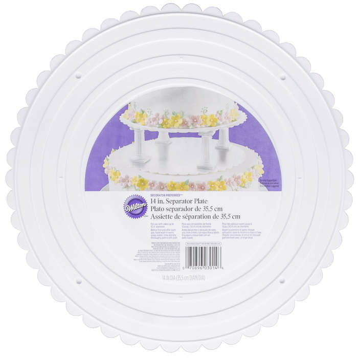 Wilton 14 " White Scalloped Edge Round Separator Cake Plates Preffered Decorator