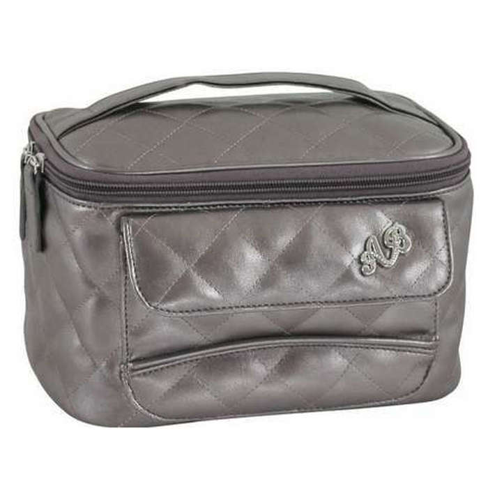 AB Collezioni Ladies Girls Glamour Beauty Cosmetics Makeup Case Silver/Grey NEW