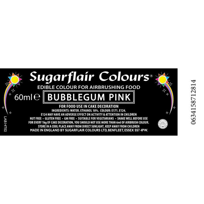 Sugarflair Airbrush Edible Liquid Colour for Airbrushing - Bubblegum Pink 60ml