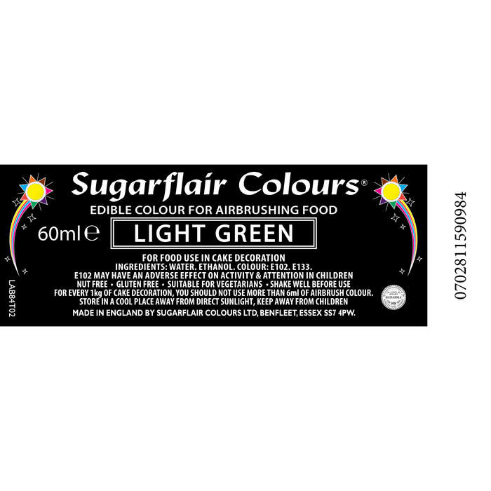 Sugarflair Airbrush Edible Liquid Colouring for Airbrushing - Light Green 60ml