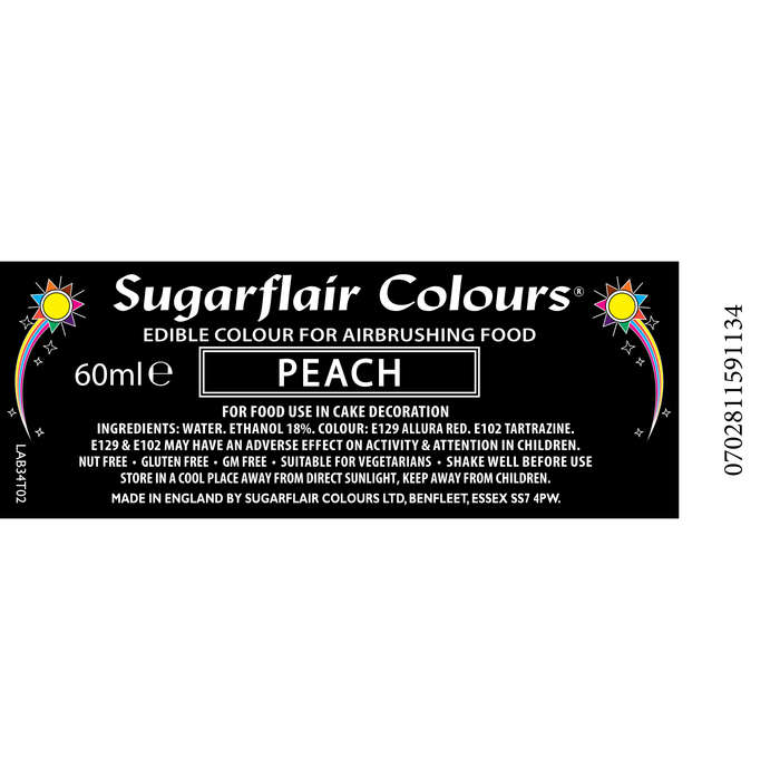 Sugarflair Airbrush Edible Liquid Food Colouring for Airbrushing - Peach 60ml