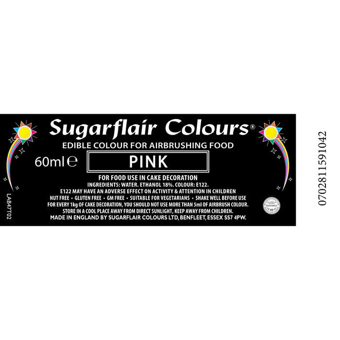 Sugarflair Airbrush Edible Liquid Food Colouring for Airbrushing - Pink 60ml
