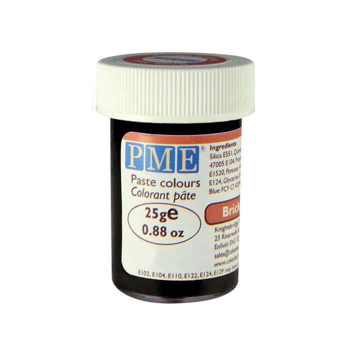 PME 25g BRICK RED Food Fondant Icing Colouring Paste Gel for Cakes Sugarcraft