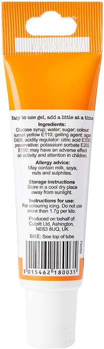 Colour Splash Food Colouring Gel for Cakes Baking Icing - 25g - Orange